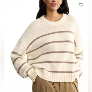 Jenni Kayne Chloe Crewneck Ivory/Taupe Medium